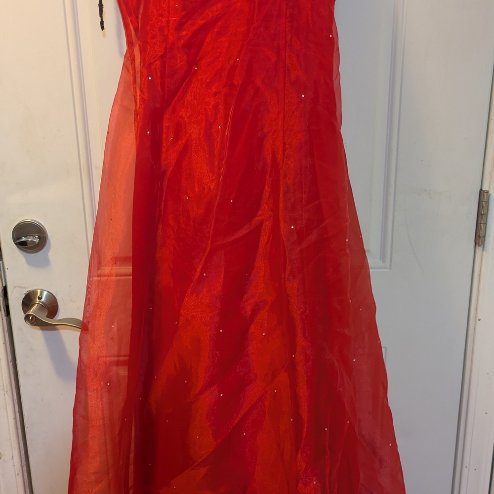 Elegant Red Gown with Sparkling Accents
